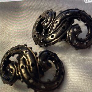 Black Swirl Clip-on Earrings